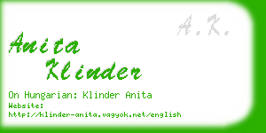 anita klinder business card